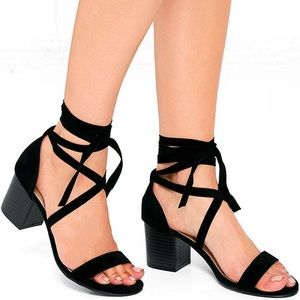 Black Sued Sandals